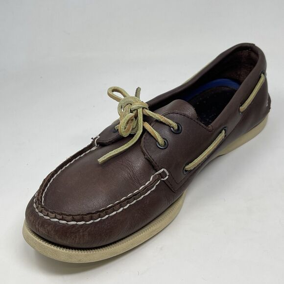 Sperry Top Sider Boat Shoes Mens 11 M Brown Leather Casual Two Eye Lace Up - Picture 7 of 16